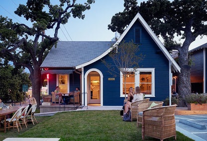 Blue bungalow home in Clarkesville, Central Austin